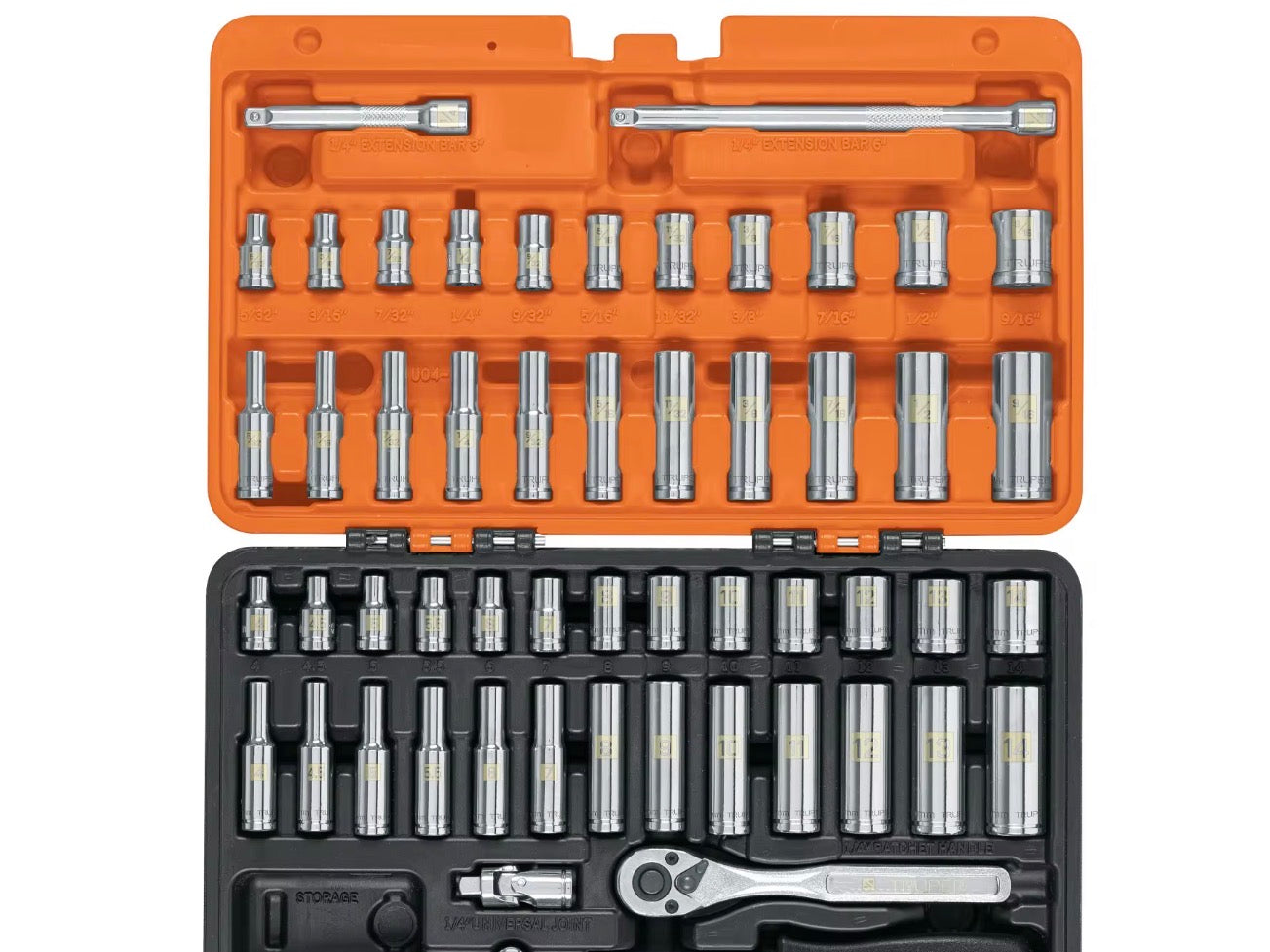 Juego de dados y accesorios Truper 1/4” – 54 pzs (métrico y estándar)