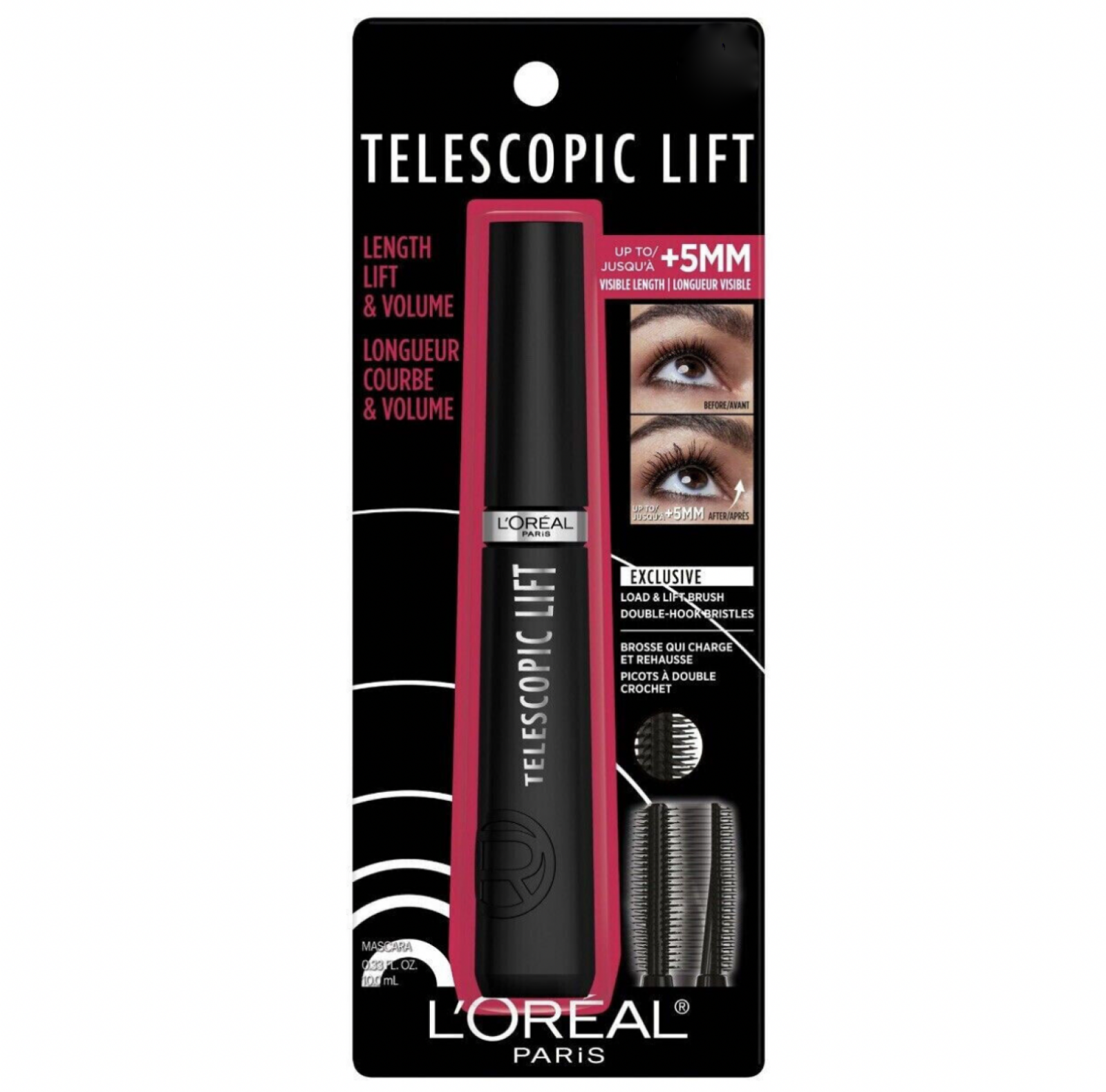 LOREAL TELESCOPIC LIFT MASCARA #990 BLACKEST BLACK