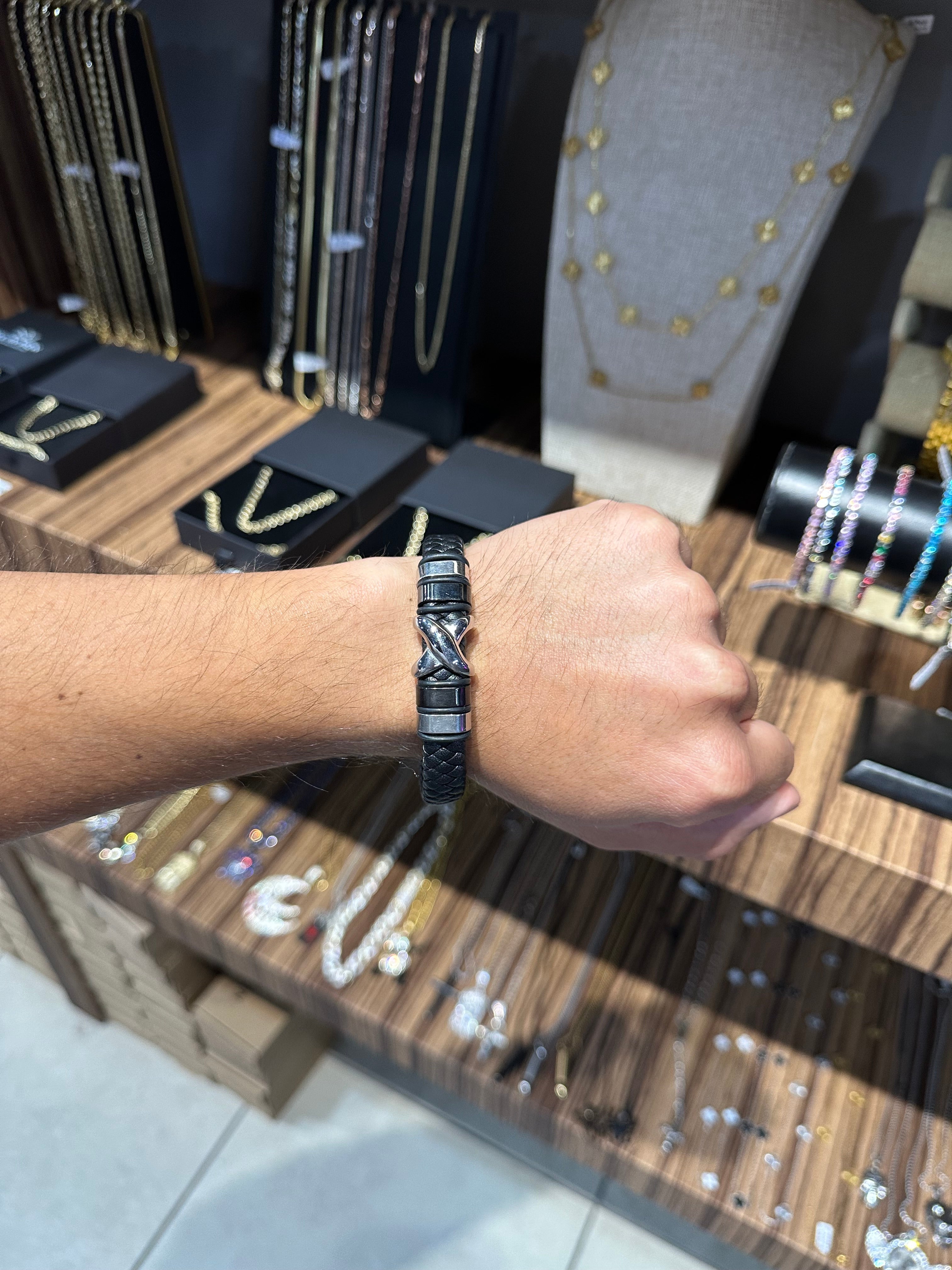Pulsera Cuero X Plata