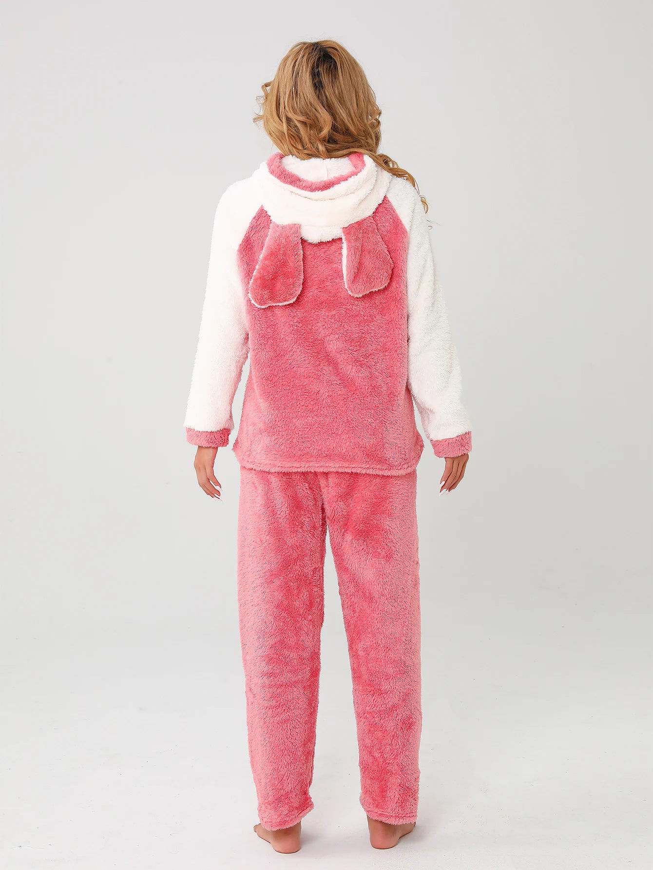 Conjunto Pijamas de nina Polar Dibujo Animado Con Capuch Con Forma de Panda