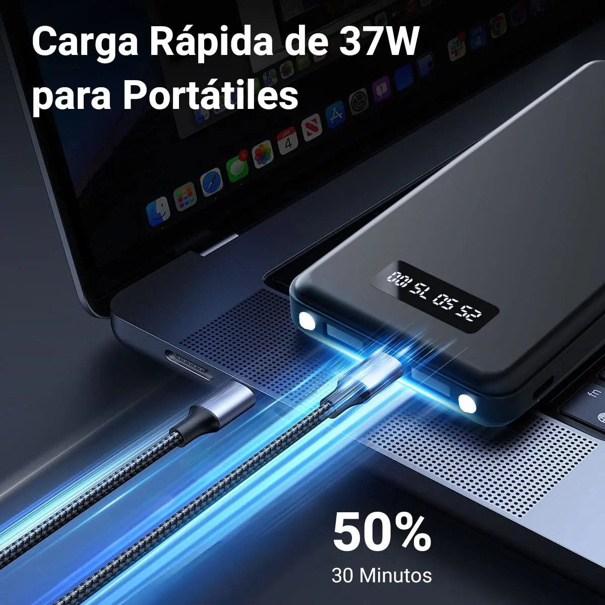 Cargador Rápido 3 USB Puertos y Pantalla LED