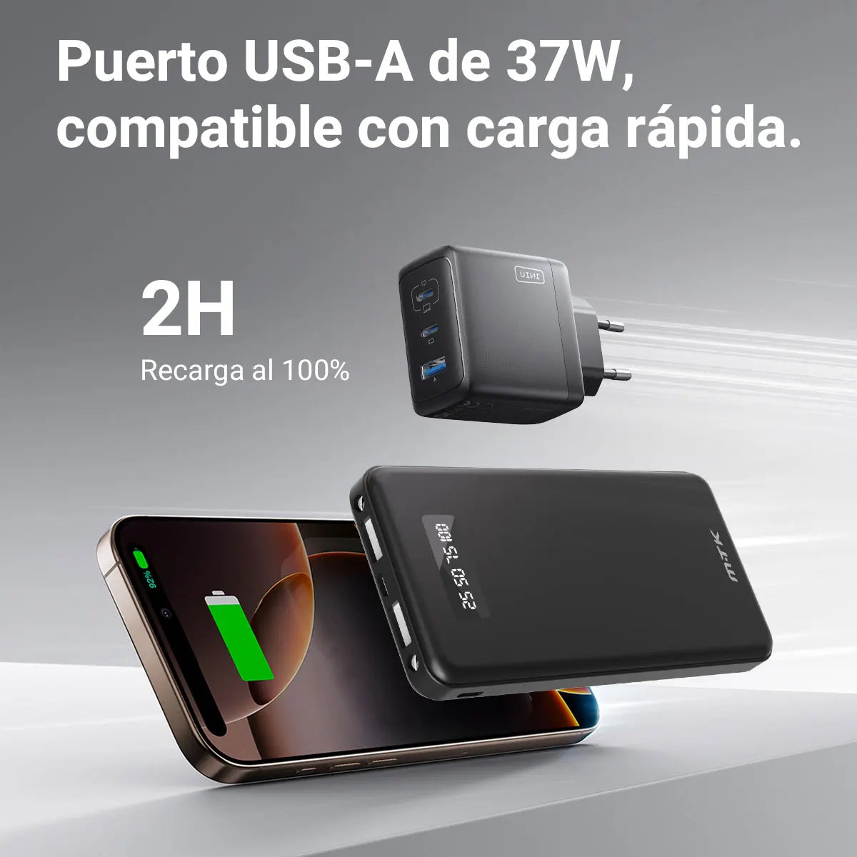 Cargador Rápido 3 USB Puertos y Pantalla LED