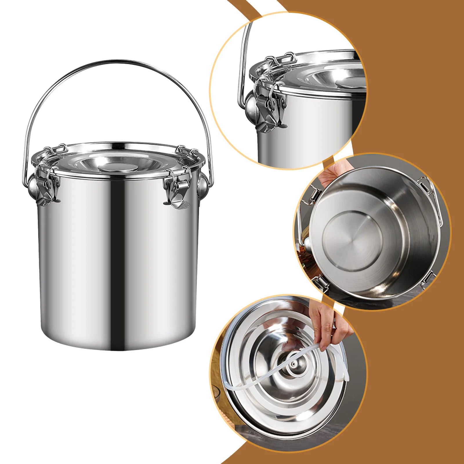 Cubo sellado de acero inoxidable 304