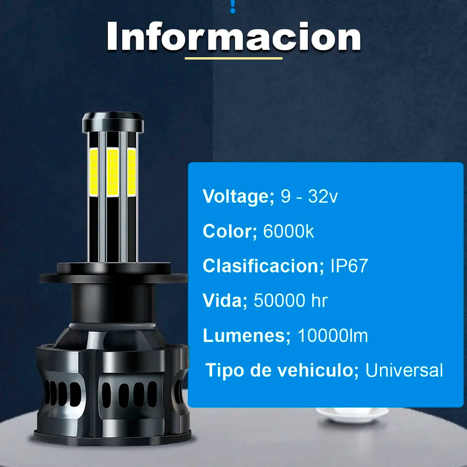Kit de LED G44-6 6 Caras Alta y Baja Luz Blanca Potente para Auto