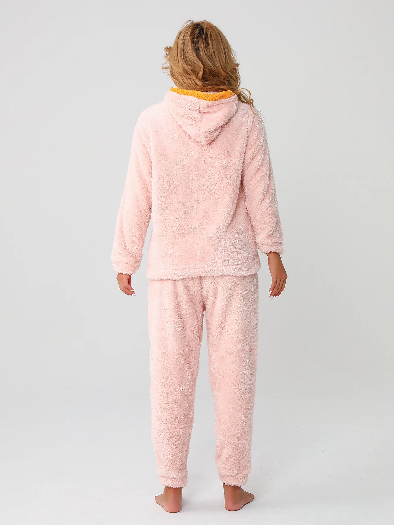 Conjunto Pijamas de nina Polar Dibujo Animado Con Capuch Con Forma de Panda