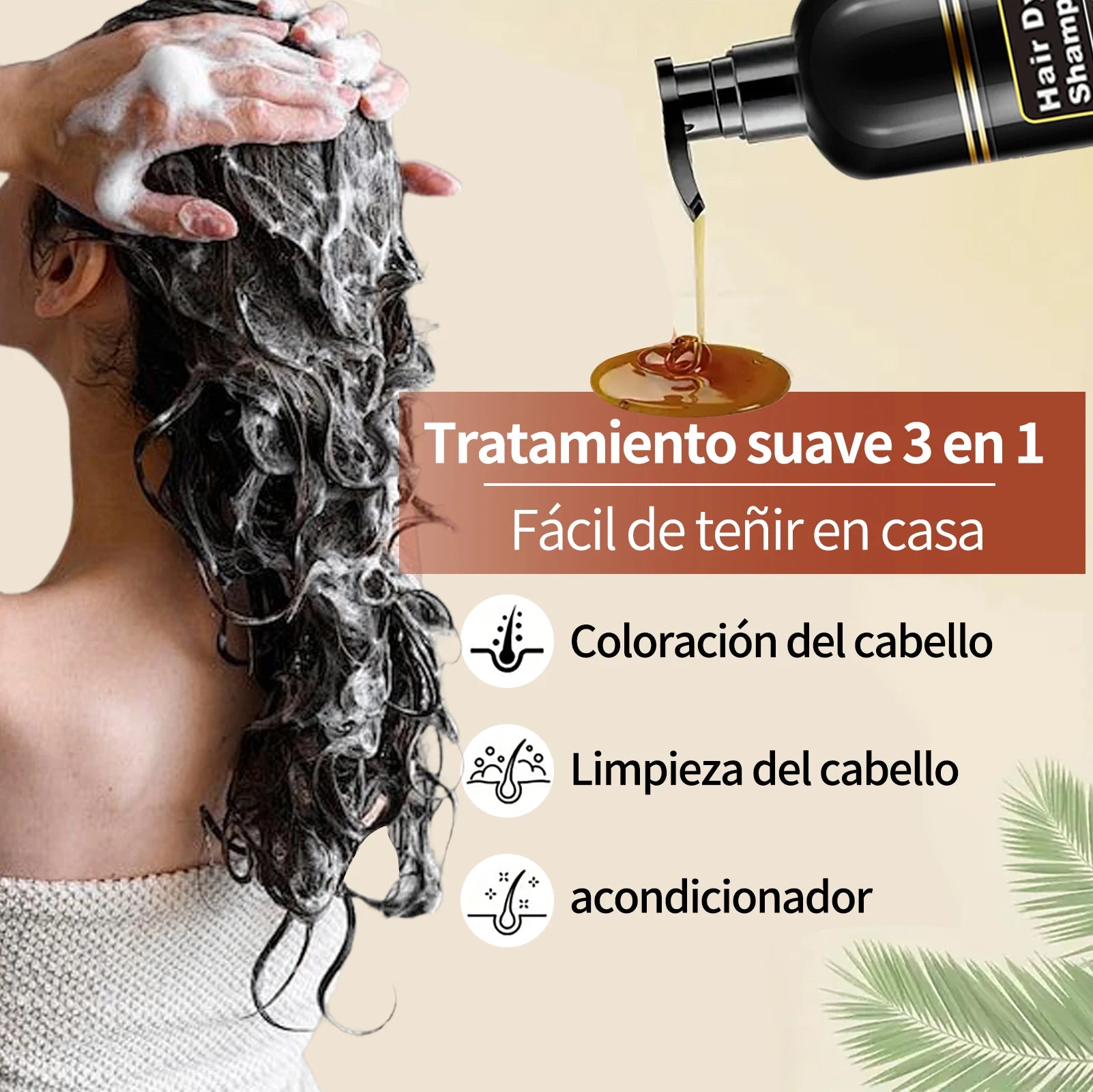3 en 1 shampoo para teñir el cabello