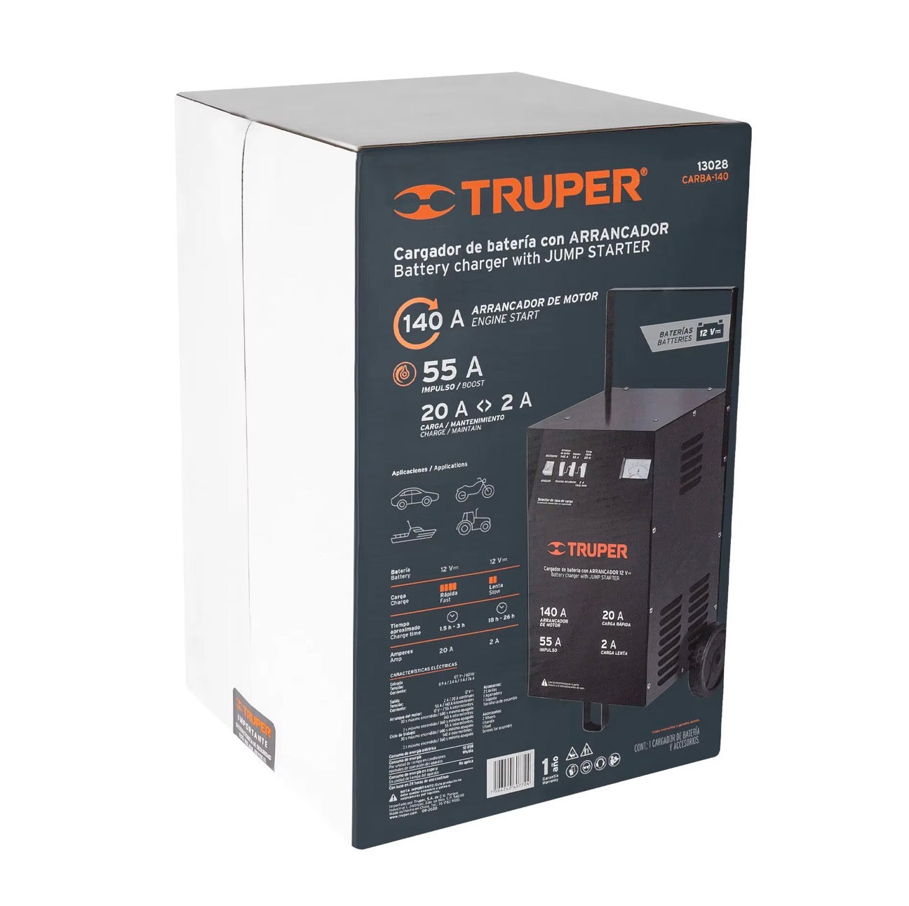 Cargador de batería con arrancador TRUPER 140 A