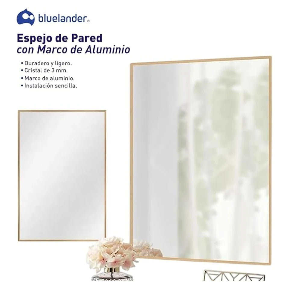 Espejo de Pared con Marco de Aluminio
