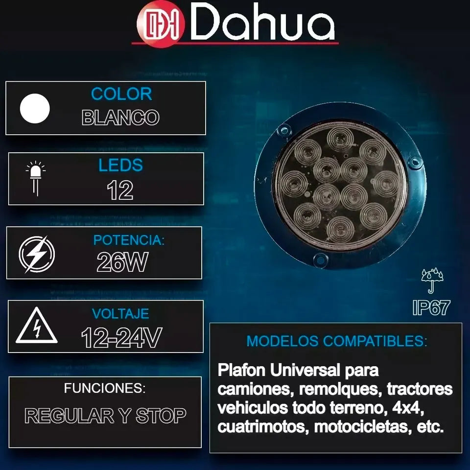 Par de Plafones Redondos Blancos 12 LED 13 cm