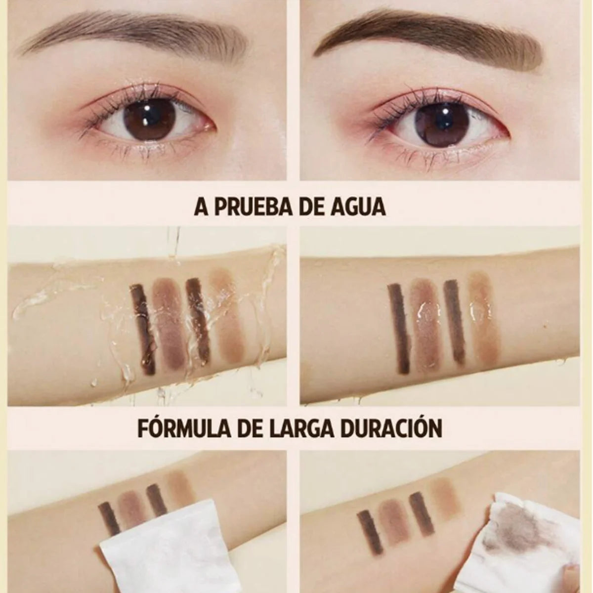 Dúo de gel y polvo para cejas, 6 colores, dura hasta 24 horas