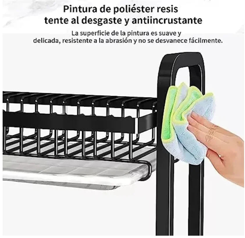 Escurridor de Platos de 3 Niveles con Organizador