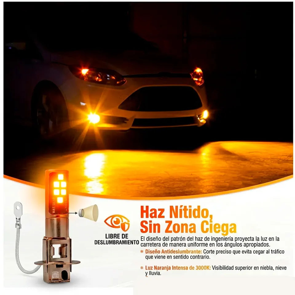 Par de LED Antiniebla Color Ámbar 2–24V