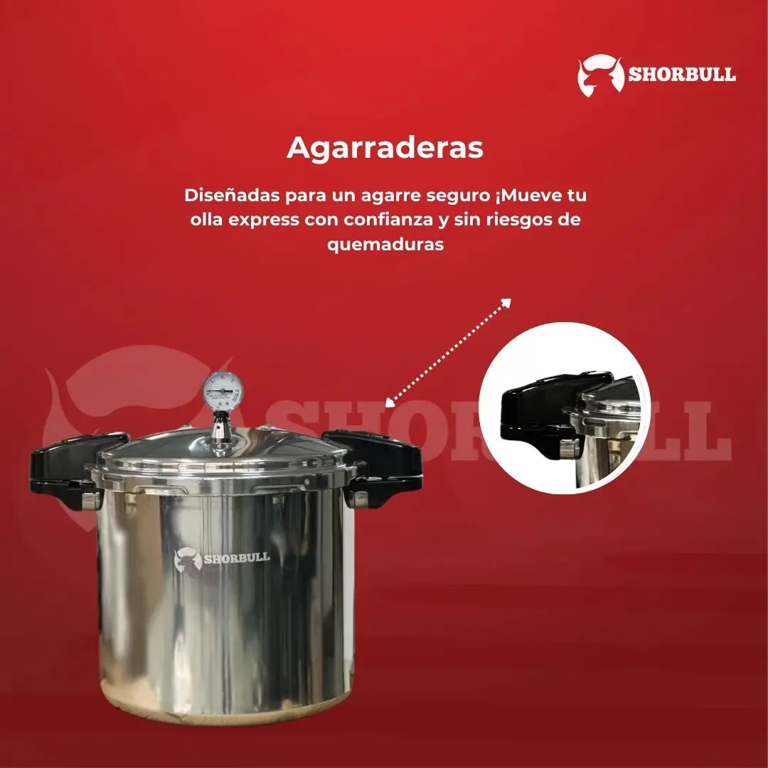 Olla a Presión de Seguridad Shorbull de 23 Litros de Aluminio