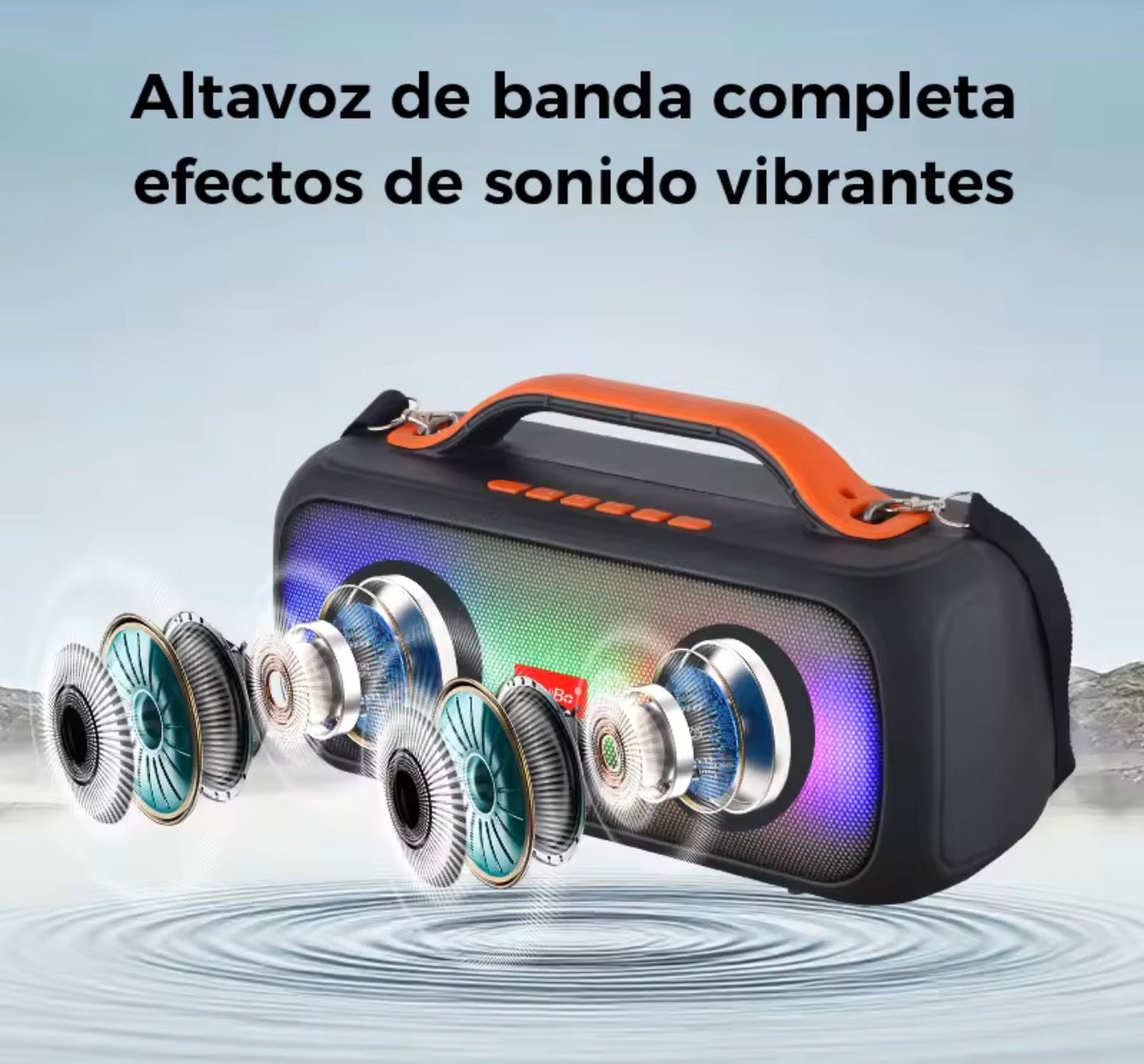 Bocina Bluetooth portátil con luces RGB