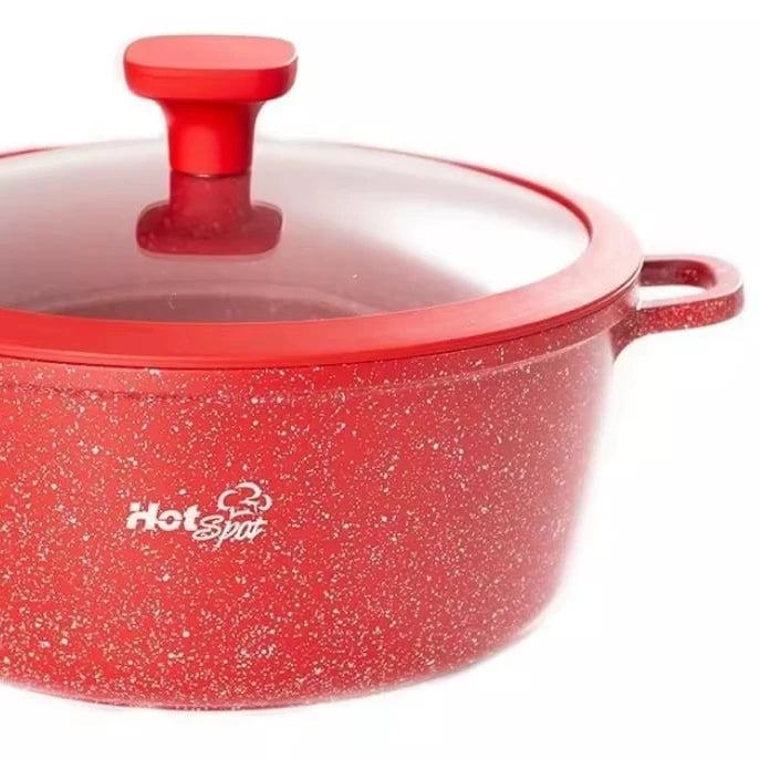Olla Antiadherente Marmoleada Roja