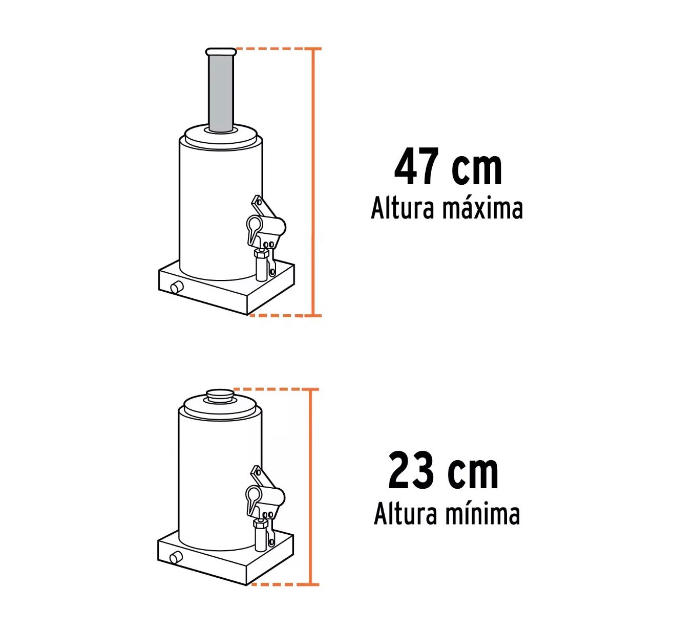 Gato hidráulico tipo botella Truper 8 toneladas