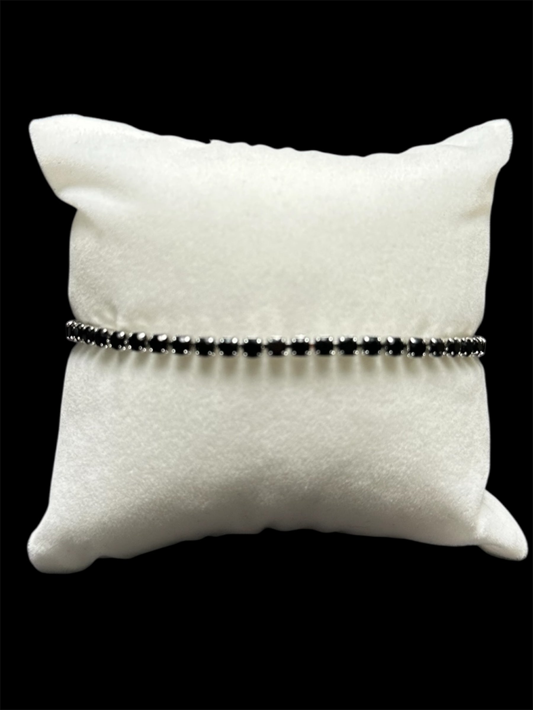 Pulsera Tenis 2 mm Plata Negra