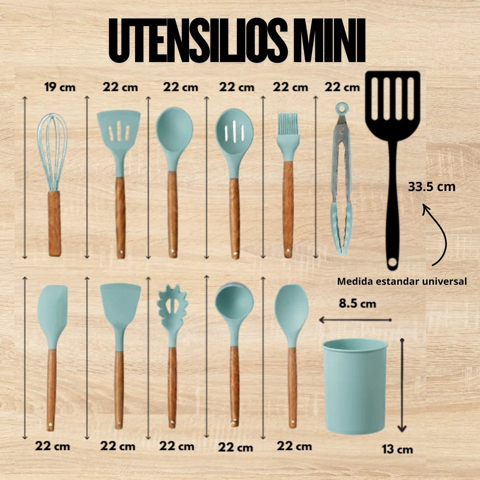 Set de 12 Mini Utensilios de Cocina de Silicona