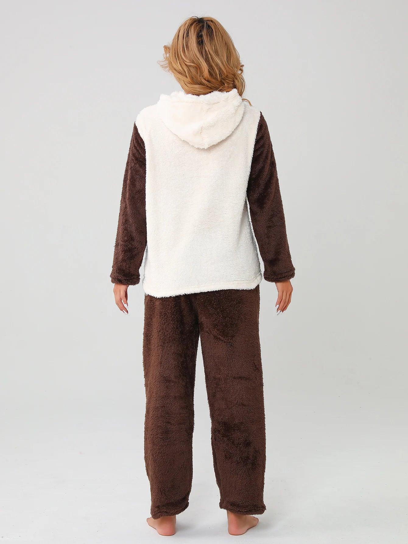 Conjunto Pijamas de nina Polar Dibujo Animado Con Capuch Con Forma de Panda