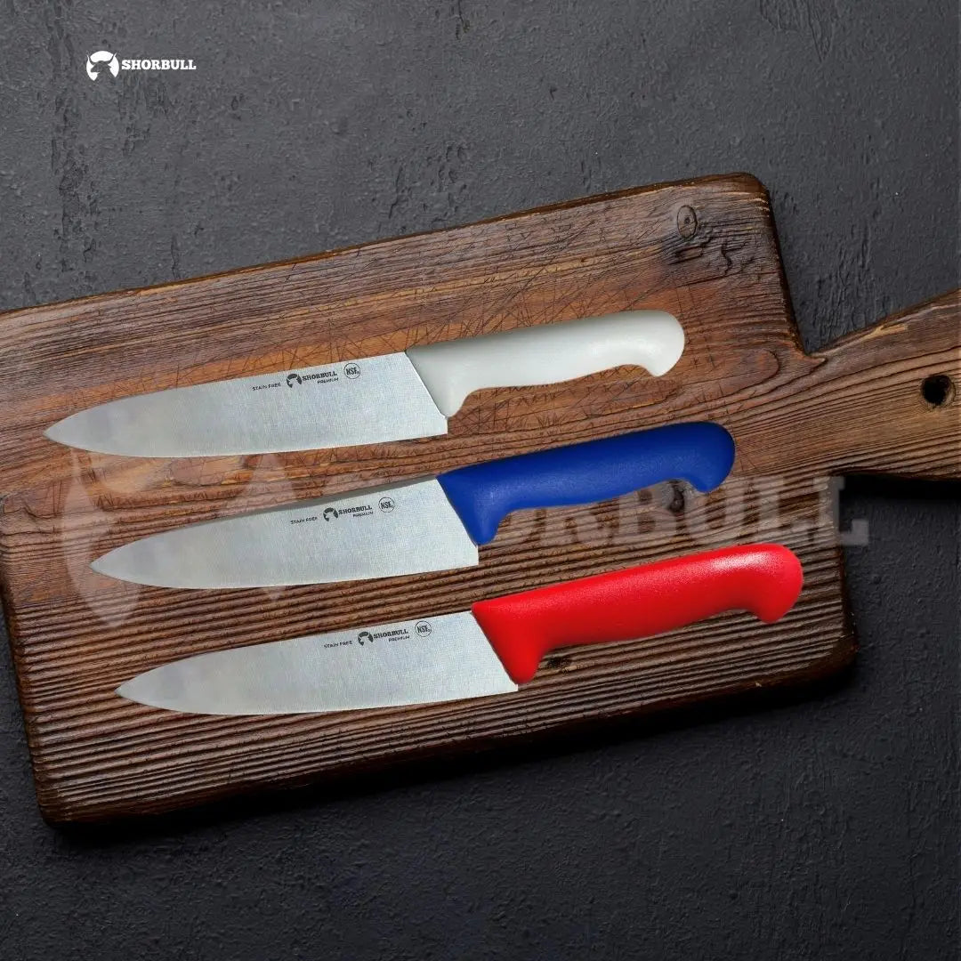 Juego de Cuchillos de Chef Shorbull de 3 Piezas, 10 Pulgadas, Acero Inoxidable Profesional, 25 cm