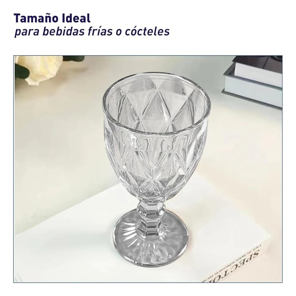 Juego de 6 Copas de Vidrio 240 ml (Gris)