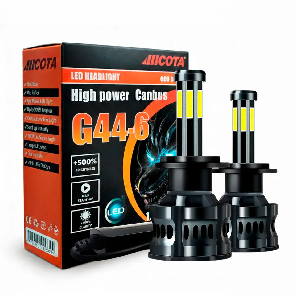 Kit de LED G44-6 6 Caras Alta y Baja Luz Blanca Potente para Auto