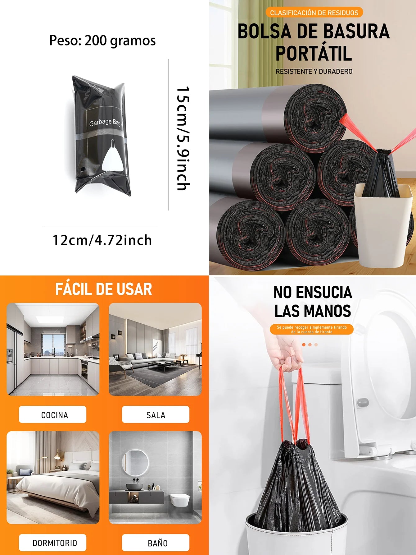 Paquete de 50 bolsas de basura