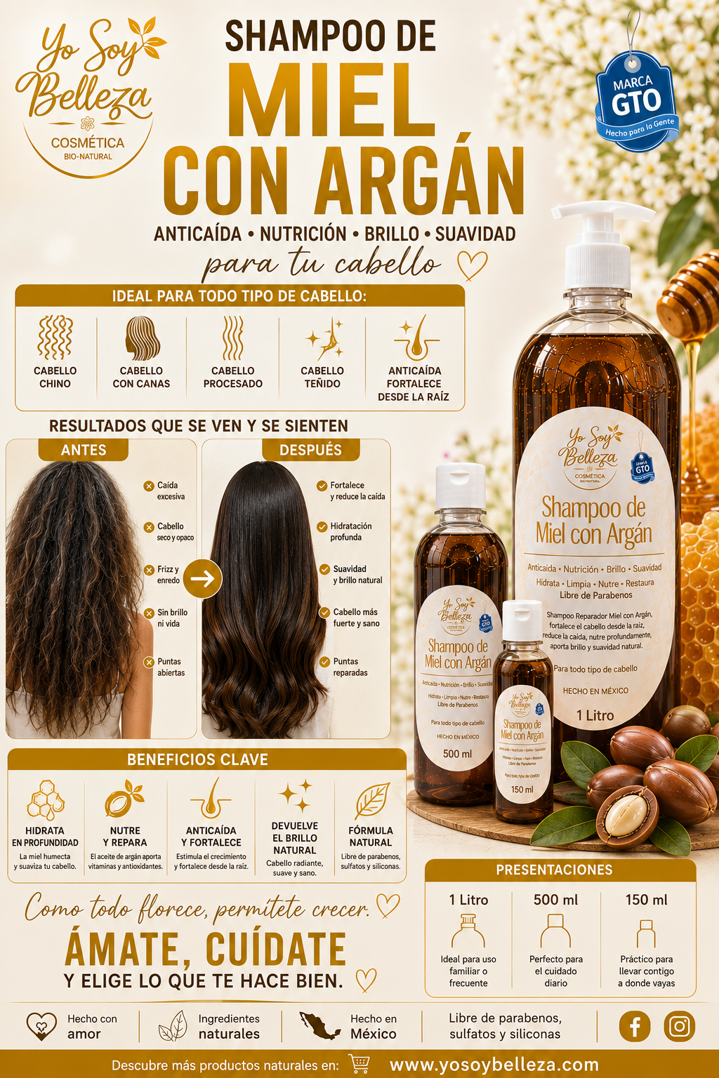 Shampoo de Miel y Argan 1 lt