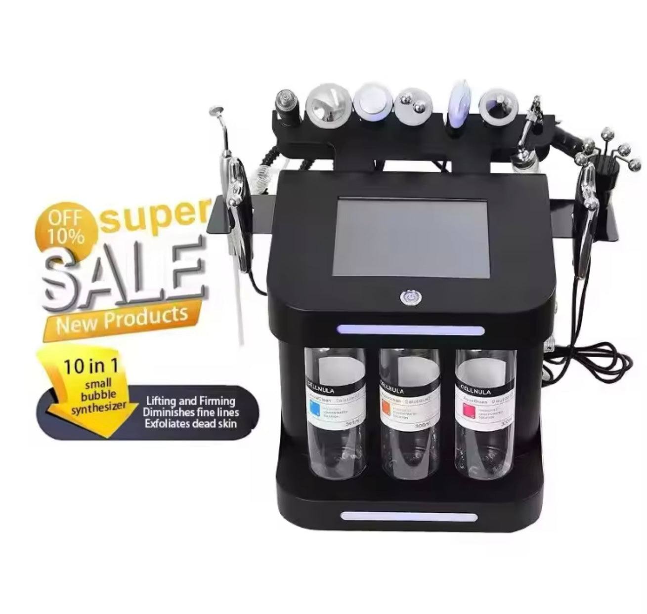 Máquina Hydro Facial 10 en 1 Profesional – Color Negro