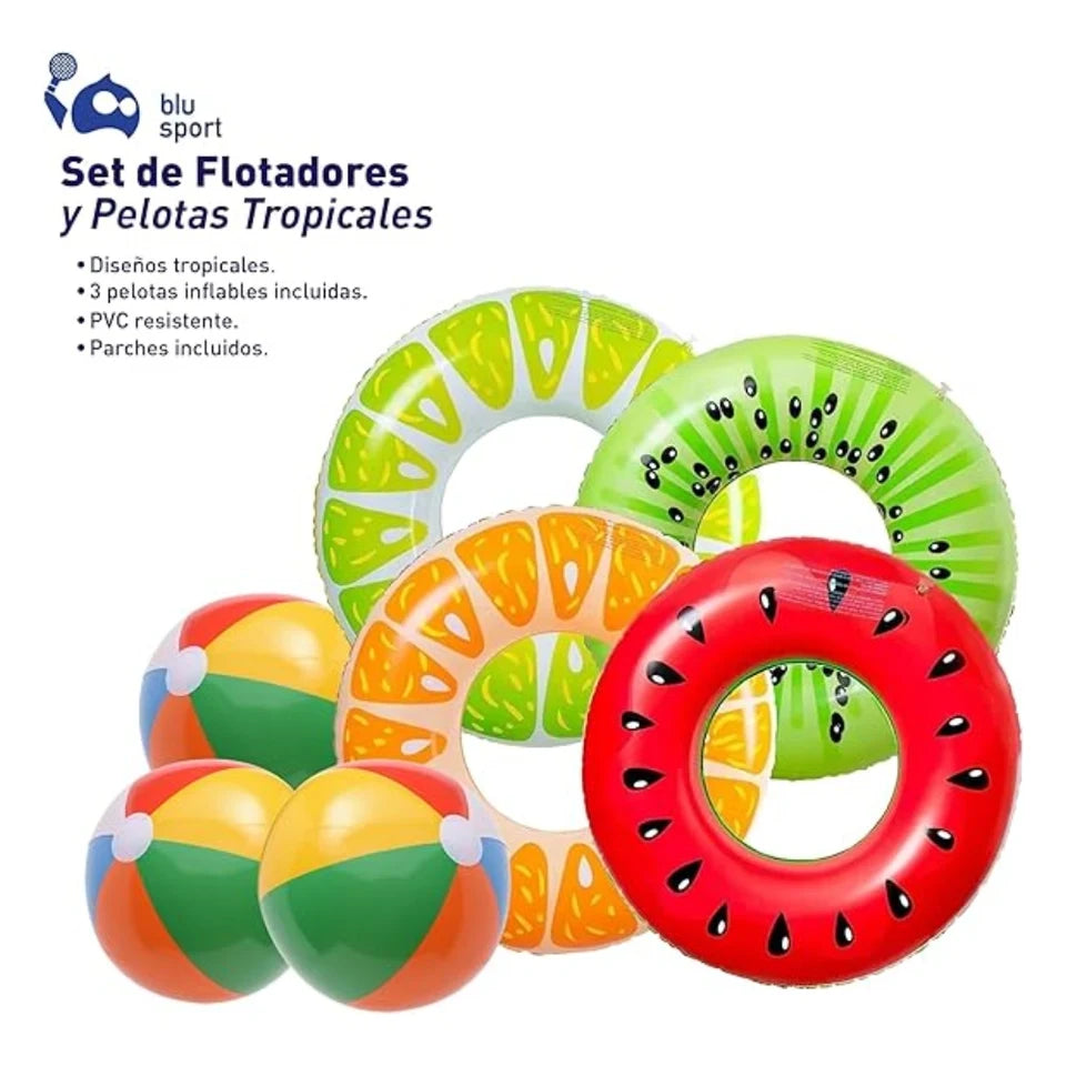 Kit de 7 Flotadores Inflables de Piscina