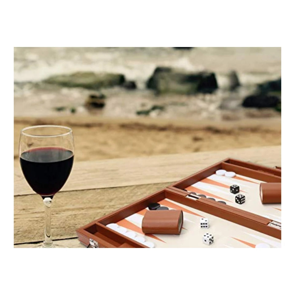 hanylish Backgammon de Cuero Sintético Profesional Elegante