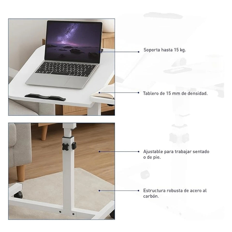 Mesa para Laptop 60×40 cm con Altura Ajustable