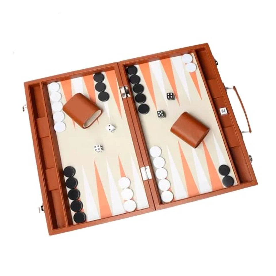 hanylish Backgammon de Cuero Sintético Profesional Elegante