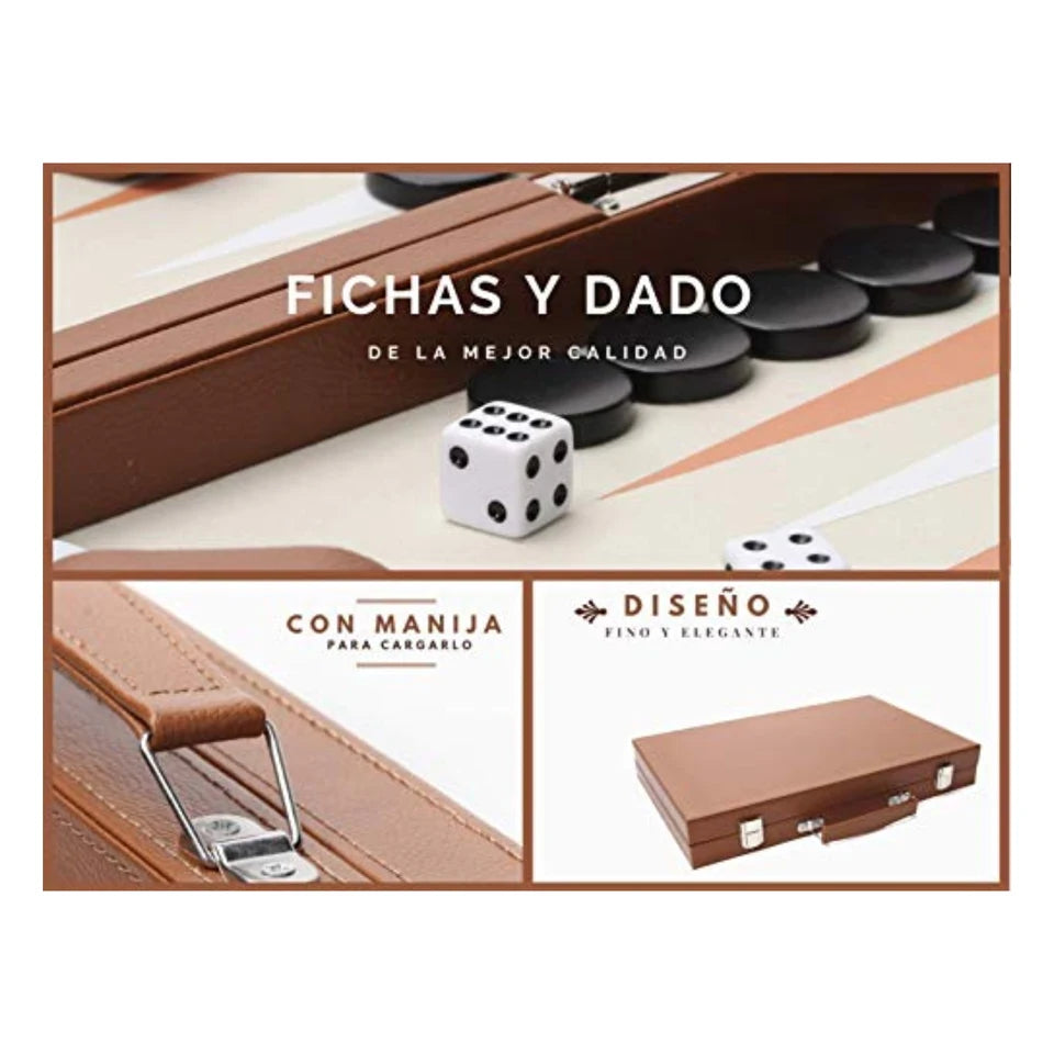 hanylish Backgammon de Cuero Sintético Profesional Elegante