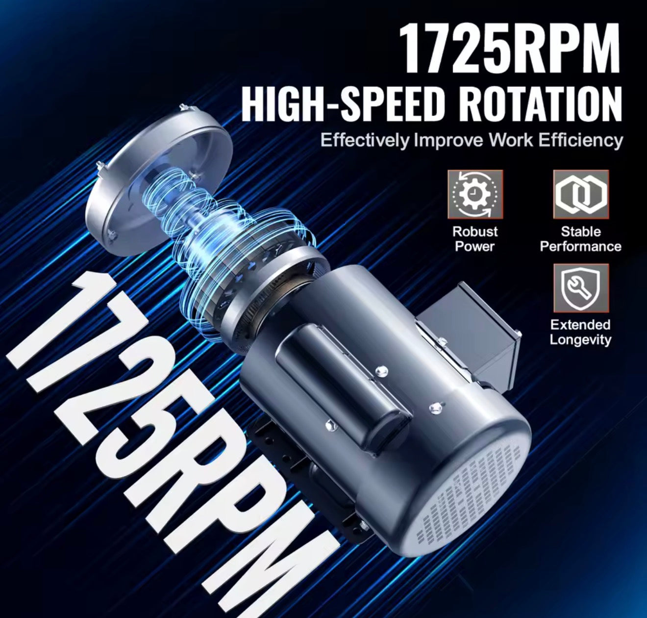 Motor eléctrico monofásico 1.5 HP para compresor de aire