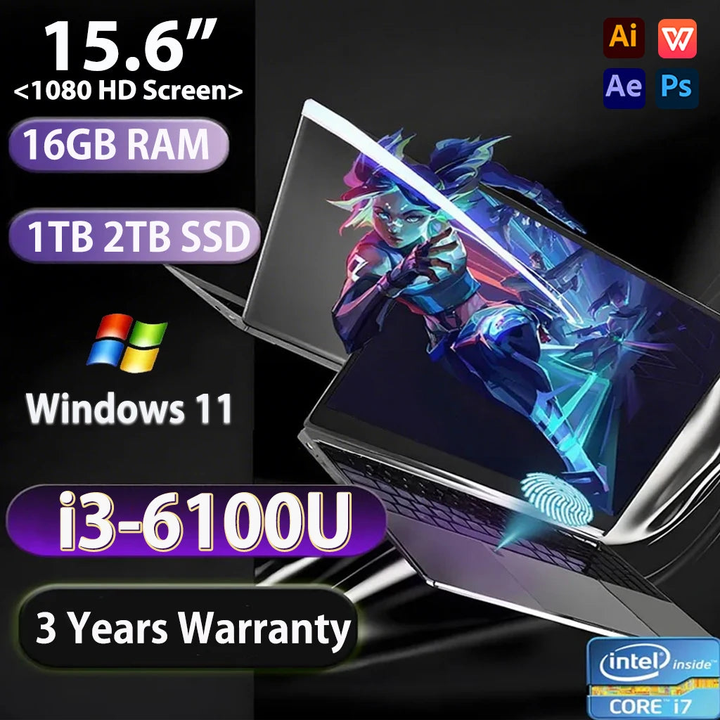 ordenador portátil de 15,6 pulgadas 16GB DDR4 1TB 2TB