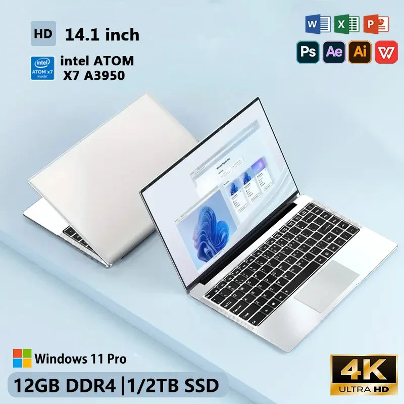 ordenador portátil de negocios de 14,1 pulgadas, 12GB de RAM, 1TB, 2TB SSD,