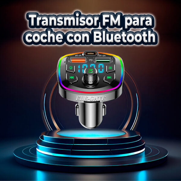 Transmisor Fm Bluetooth 5.0 Para Coche Con Led Rgb