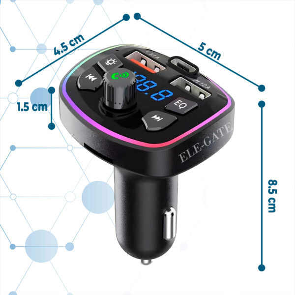 Transmisor Fm Bluetooth 5.0 Para Coche Con Led Rgb
