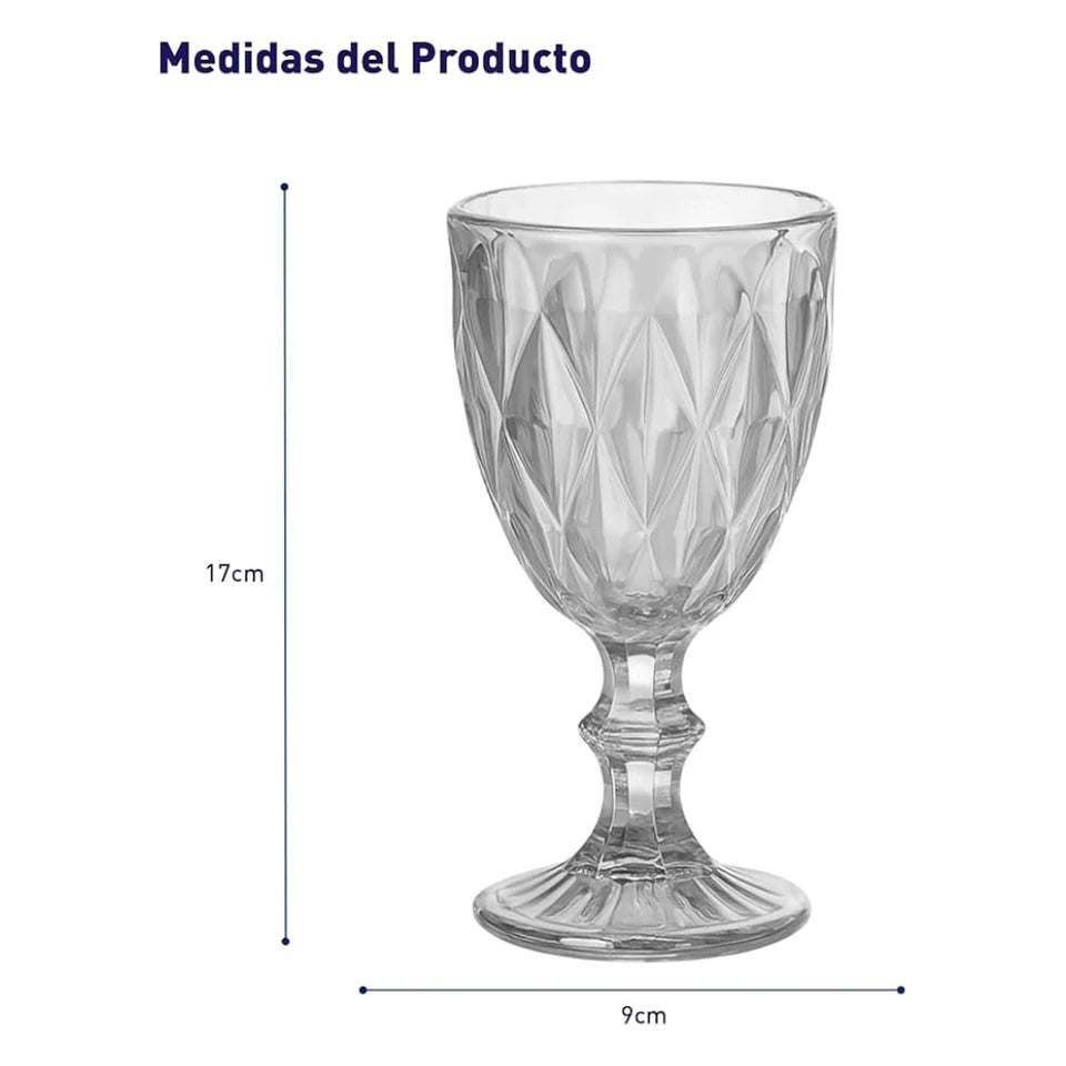 Juego de 6 Copas de Vidrio 240 ml (Gris)