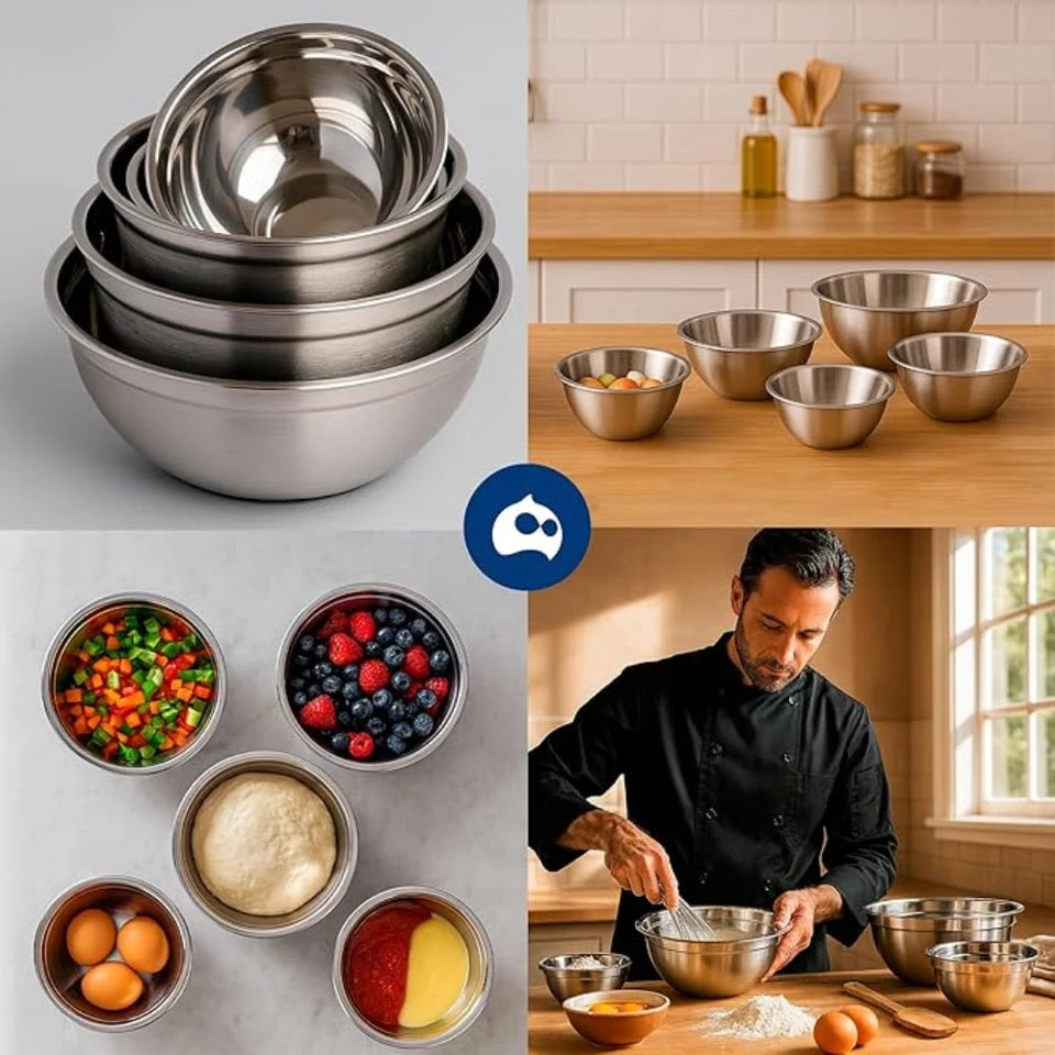 5 Bowls de Cocina de Acero Inoxidable