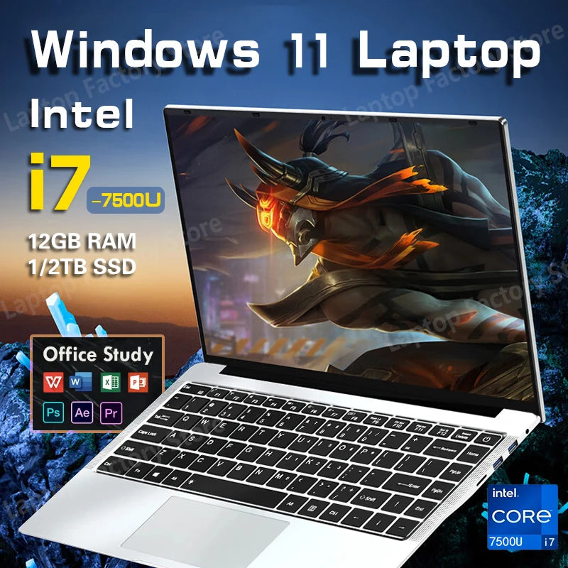 computadora portátil ultradelgada Intel Core i7-7500U Windows 11 Pro