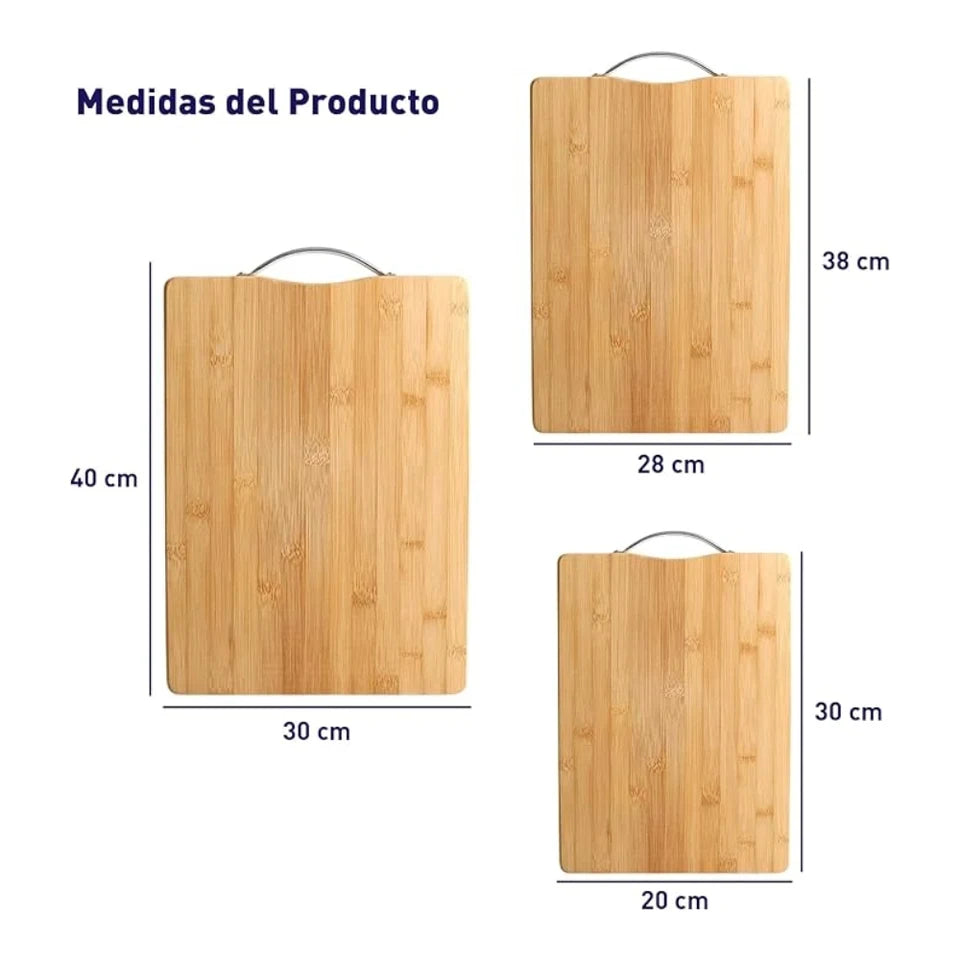 Set de 3 Tablas de Bambú