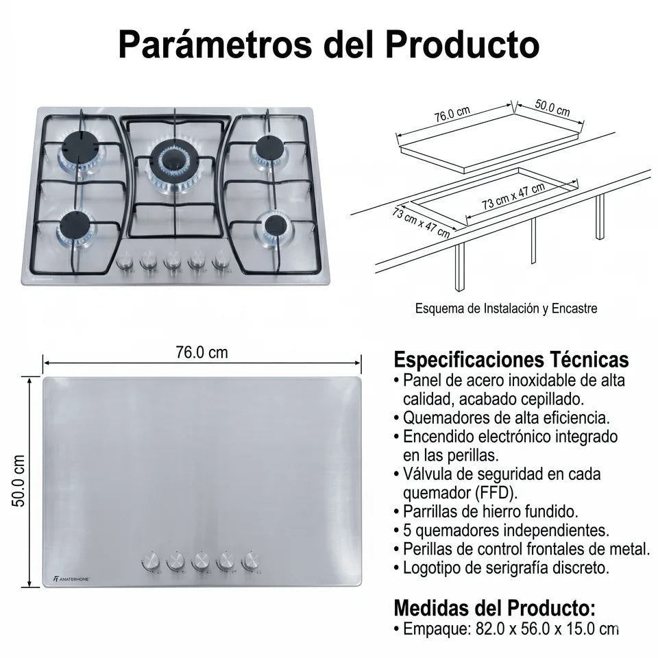 Estufa Parrilla Moderna Acero Inoxidable