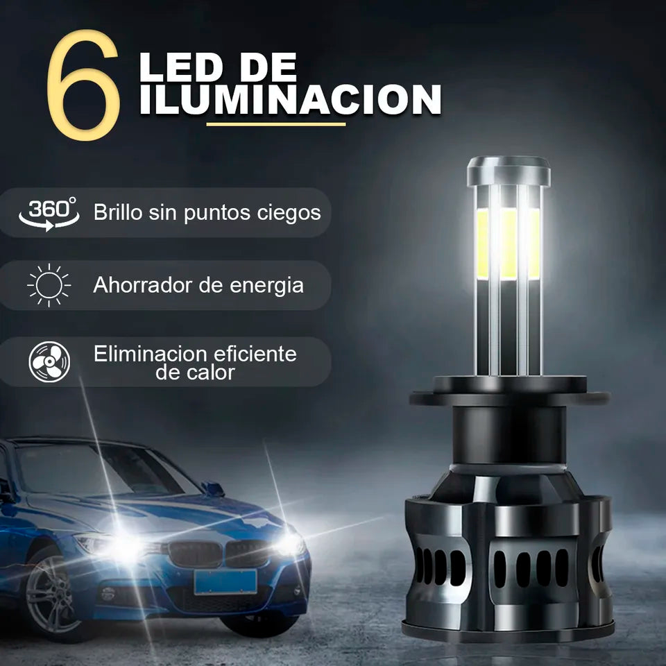 Kit de LED G44-6 6 Caras Alta y Baja Luz Blanca Potente para Auto
