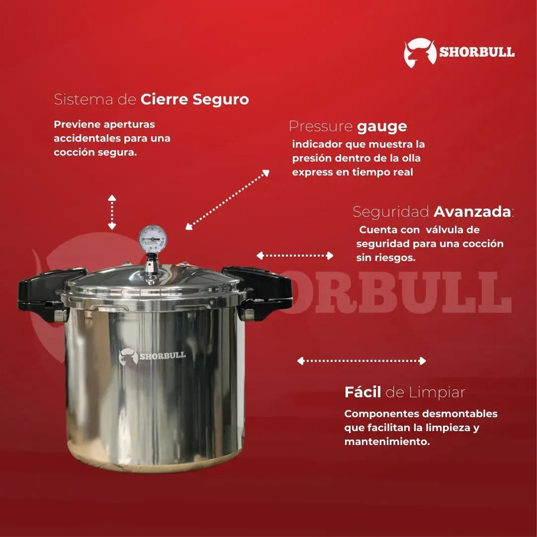 Olla a Presión de Seguridad Shorbull de 23 Litros de Aluminio