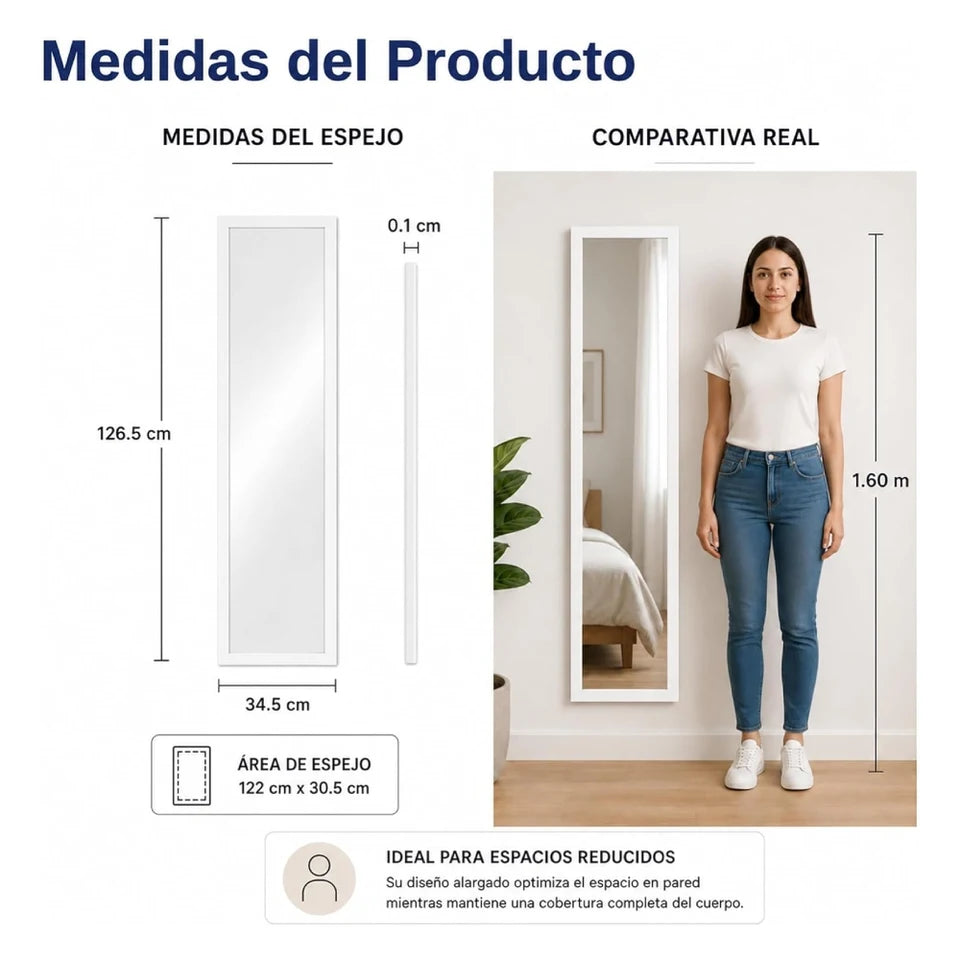 Espejo de Cuerpo Completo Blanco