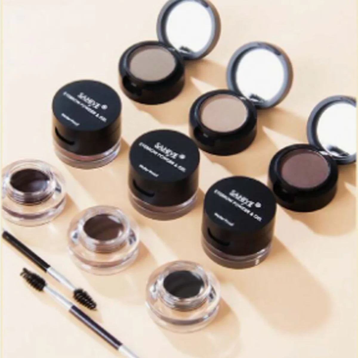 Dúo de gel y polvo para cejas, 6 colores, dura hasta 24 horas