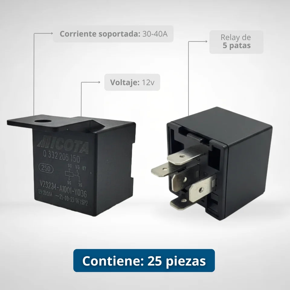 Relevador Relay 5 Patas 12V 25 Piezas