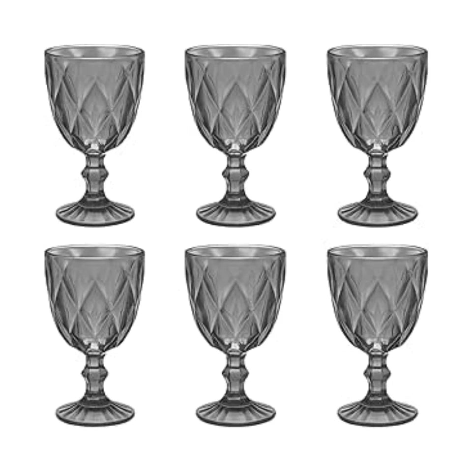 Juego de 6 Copas de Vidrio 240 ml (Gris)